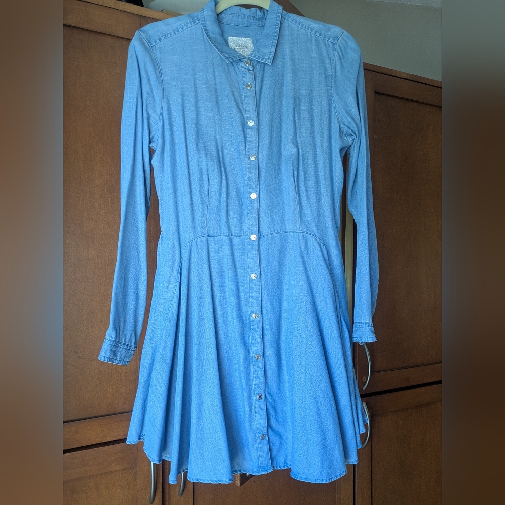 Guess Light Blue Long Sleeve Dress